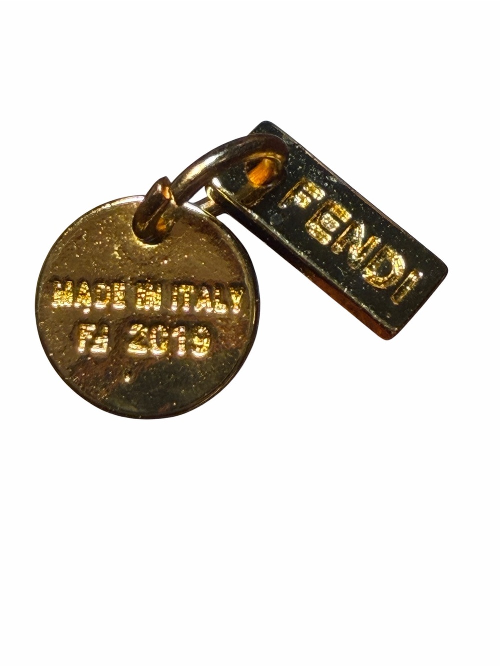 Fendi Gold Tone Logo Charm Pendant